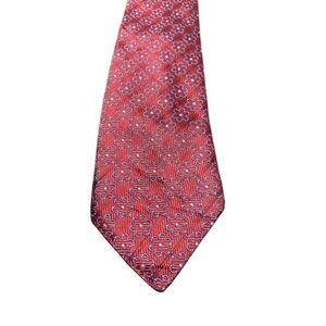 Barneys New York 100% Silk Red Floral Tie